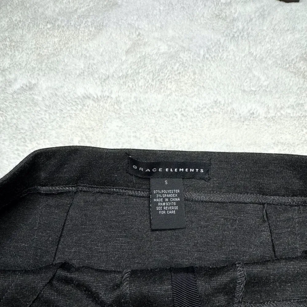 GRACE ELEMENTS Charcoal Gray Zip Front Stretch Pencil Skirt size Small